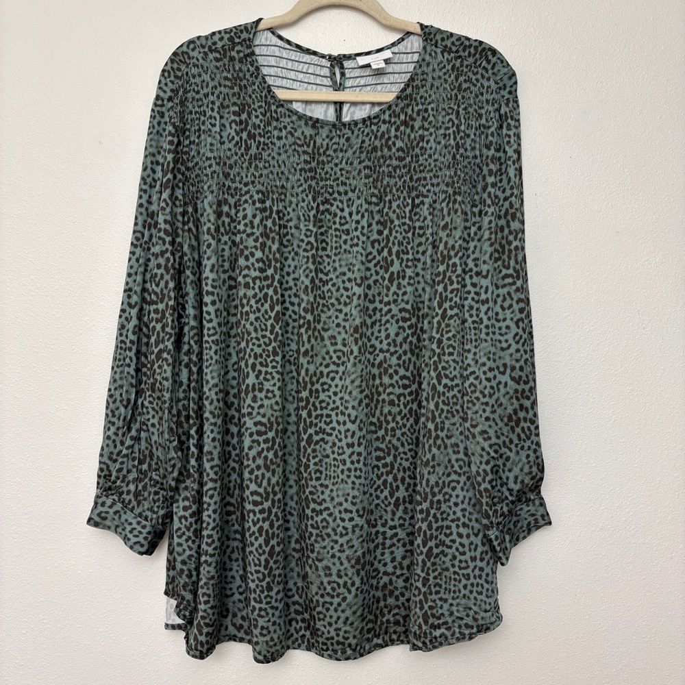 J. Jill Leopard Print Ruched Blouse